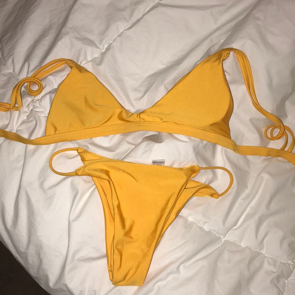 Mustard colored bikini!